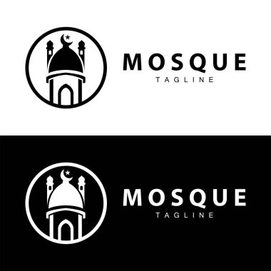 İbadet yerinin siyah siluet tasarımı basit modern minimalist cami logosu şablonu