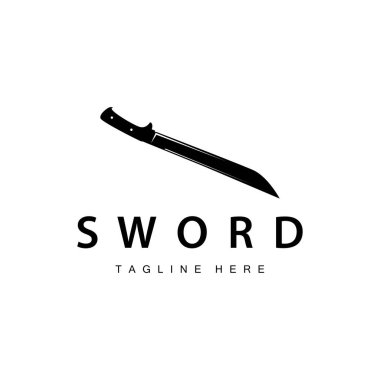 Kılıç silahı ilhamı siluet tasarımı illüstrasyon basit minimalist kılıç logosu şablonu