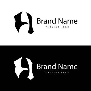 H harfi logosu basit siyah alfabe H illüstrasyon şablonu