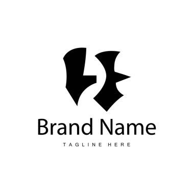 H harfi logosu basit siyah alfabe H illüstrasyon şablonu