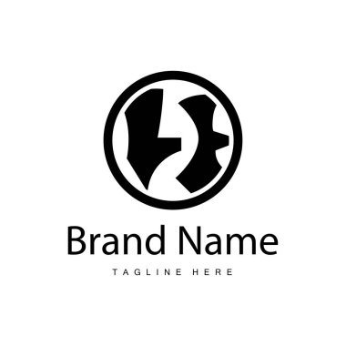 H harfi logosu basit siyah alfabe H illüstrasyon şablonu