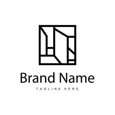 Ev Seramik Dekorasyonu için Yer Logosu Tasarımı Minimalist Soyut Şekiller, Vektör Templet İllüstrasyonu