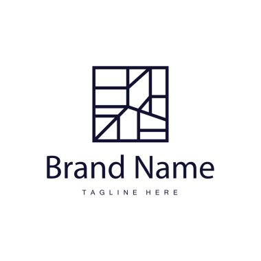 Ev Seramik Dekorasyonu için Yer Logosu Tasarımı Minimalist Soyut Şekiller, Vektör Templet İllüstrasyonu