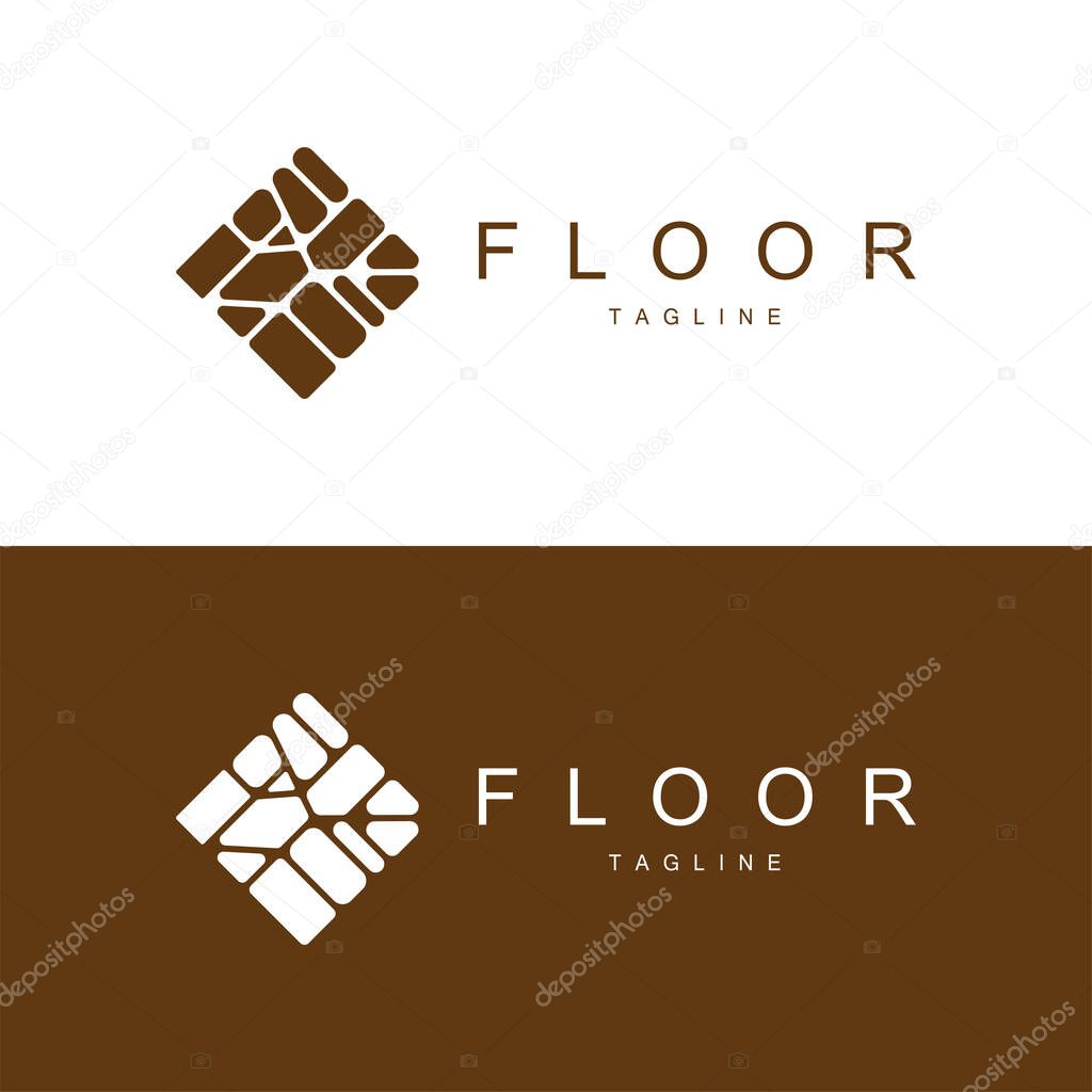 Floor Logo Design for Home Ceramic Decoration with Minimalist Abstract Shapes, Vector Templet Illustration