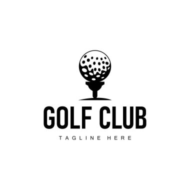 Golf kulübü logosu tasarımı ve açık hava spor golf sopası ve top şablonu çizimi