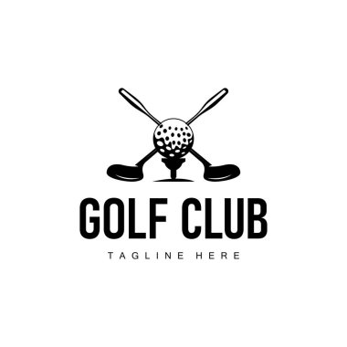 Golf kulübü logosu tasarımı ve açık hava spor golf sopası ve top şablonu çizimi