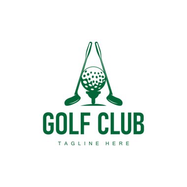 Golf kulübü logosu tasarımı ve açık hava spor golf sopası ve top şablonu çizimi