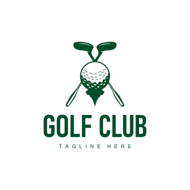 Golf kulübü logosu tasarımı ve açık hava spor golf sopası ve top şablonu çizimi