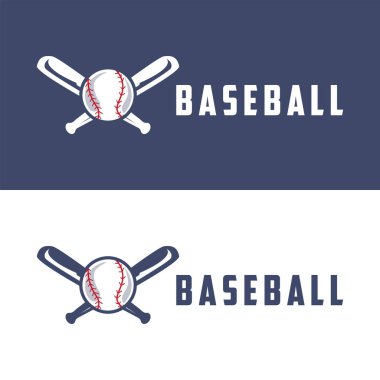 Modern vektör beysbol logosu beysbol sporu basit yarasa ve top şablonu çizimi