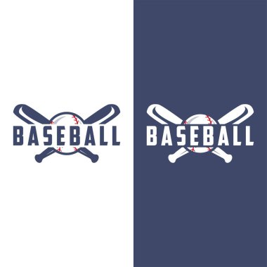 Modern vektör beysbol logosu beysbol sporu basit yarasa ve top şablonu çizimi