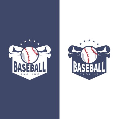 Modern vektör beysbol logosu beysbol sporu basit yarasa ve top şablonu çizimi