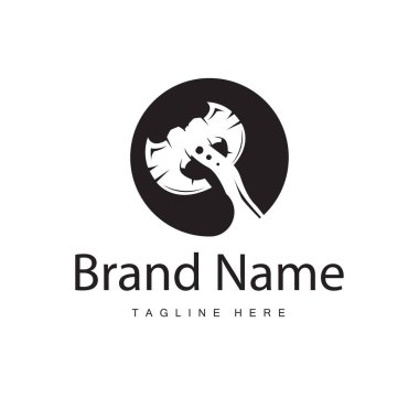 Oduncu araç baltası logo marangozluk basit tasarım siluet çizim şablonu