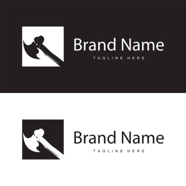 Oduncu araç baltası logo marangozluk basit tasarım siluet çizim şablonu