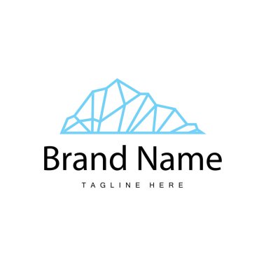 Iceberg Logosu, Antarktika Logo Tasarımı, Basit Doğa Manzarası Vektör Resmetme Şablonu