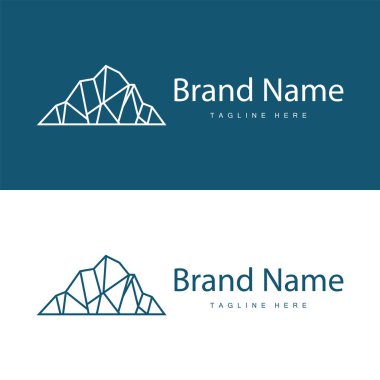 Iceberg Logosu, Antarktika Logo Tasarımı, Basit Doğa Manzarası Vektör Resmetme Şablonu