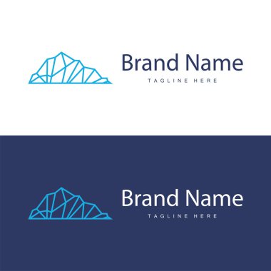 Iceberg Logosu, Antarktika Logo Tasarımı, Basit Doğa Manzarası Vektör Resmetme Şablonu