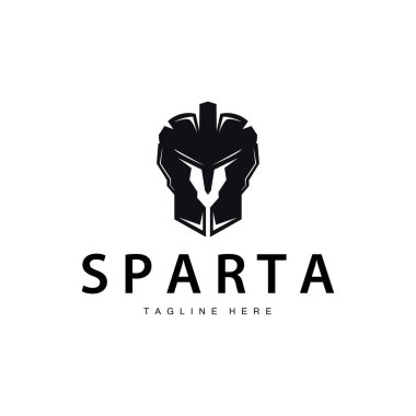 Sparta logosu, barbar savaşçı rozeti tasarımı basit siluet Sparta savaş miğferi vektörü.