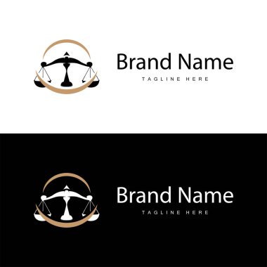 Basit yasal ölçekli logo adalet mahkemesi basit siyah siluet şablon tasarımı