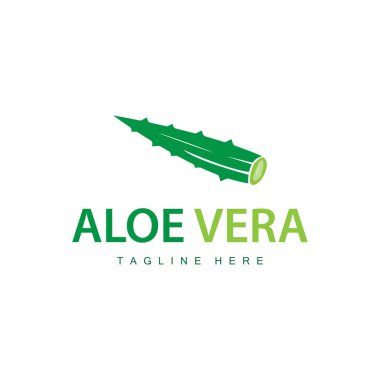 aloe vera logo kozmetik tasarımı basit yeşil bitki sağlığı sembolü çizimi