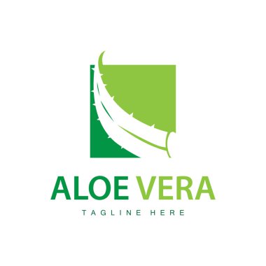 aloe vera logo kozmetik tasarımı basit yeşil bitki sağlığı sembolü çizimi