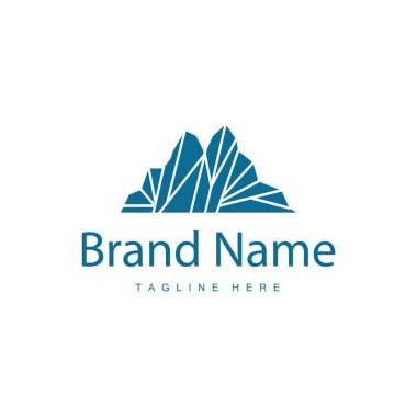 Iceberg Logosu, Antarktika Logo Tasarımı, Basit Doğa Manzarası Vektör Resmetme Şablonu