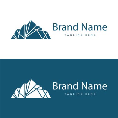Iceberg Logosu, Antarktika Logo Tasarımı, Basit Doğa Manzarası Vektör Resmetme Şablonu