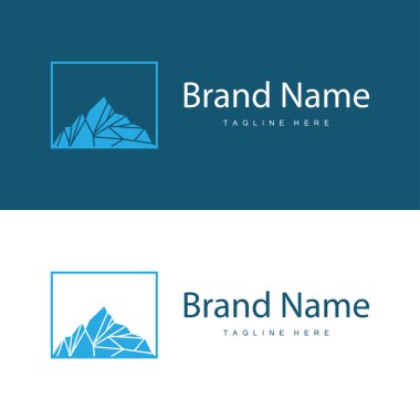 Iceberg Logosu, Antarktika Logo Tasarımı, Basit Doğa Manzarası Vektör Resmetme Şablonu