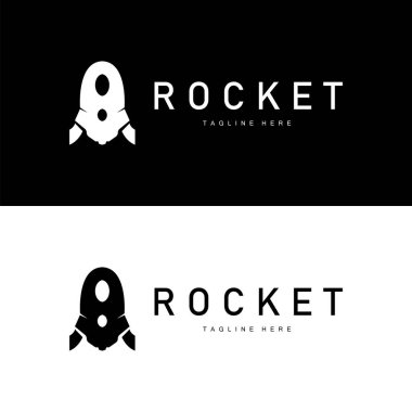 Roket logosu basit tasarım silueti marka uzay aracı minimalist çizim şablonu