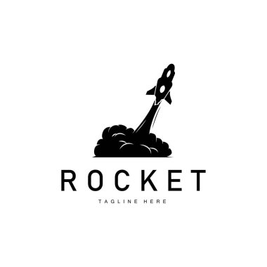 Roket logosu basit tasarım silueti marka uzay aracı minimalist çizim şablonu