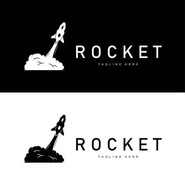 Roket logosu basit tasarım silueti marka uzay aracı minimalist çizim şablonu