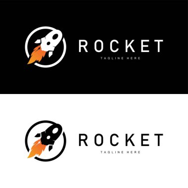 Roket logosu basit tasarım silueti marka uzay aracı minimalist çizim şablonu