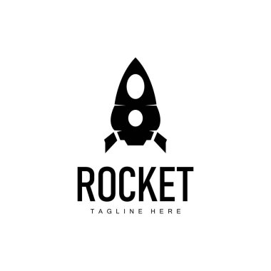 Roket logosu basit tasarım silueti marka uzay aracı minimalist çizim şablonu