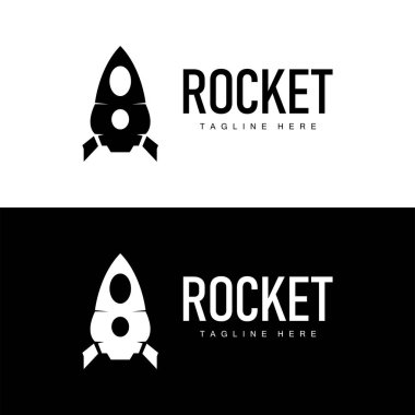 Roket logosu basit tasarım silueti marka uzay aracı minimalist çizim şablonu