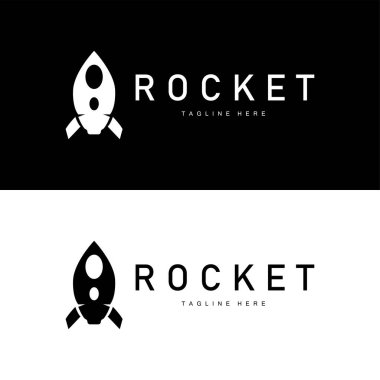 Roket logosu basit tasarım silueti marka uzay aracı minimalist çizim şablonu