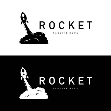 Roket logosu basit tasarım silueti marka uzay aracı minimalist çizim şablonu
