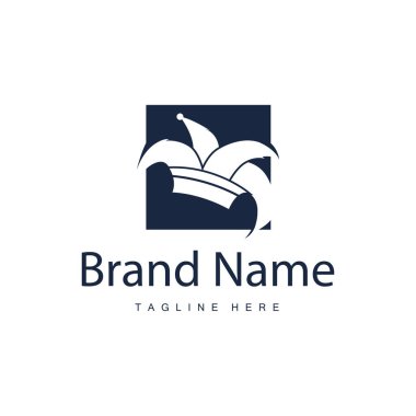 Basit renkli palyaço şapkası logosu basit bir sirk komedi ekipmanı tasarımı çizimi çizimi.