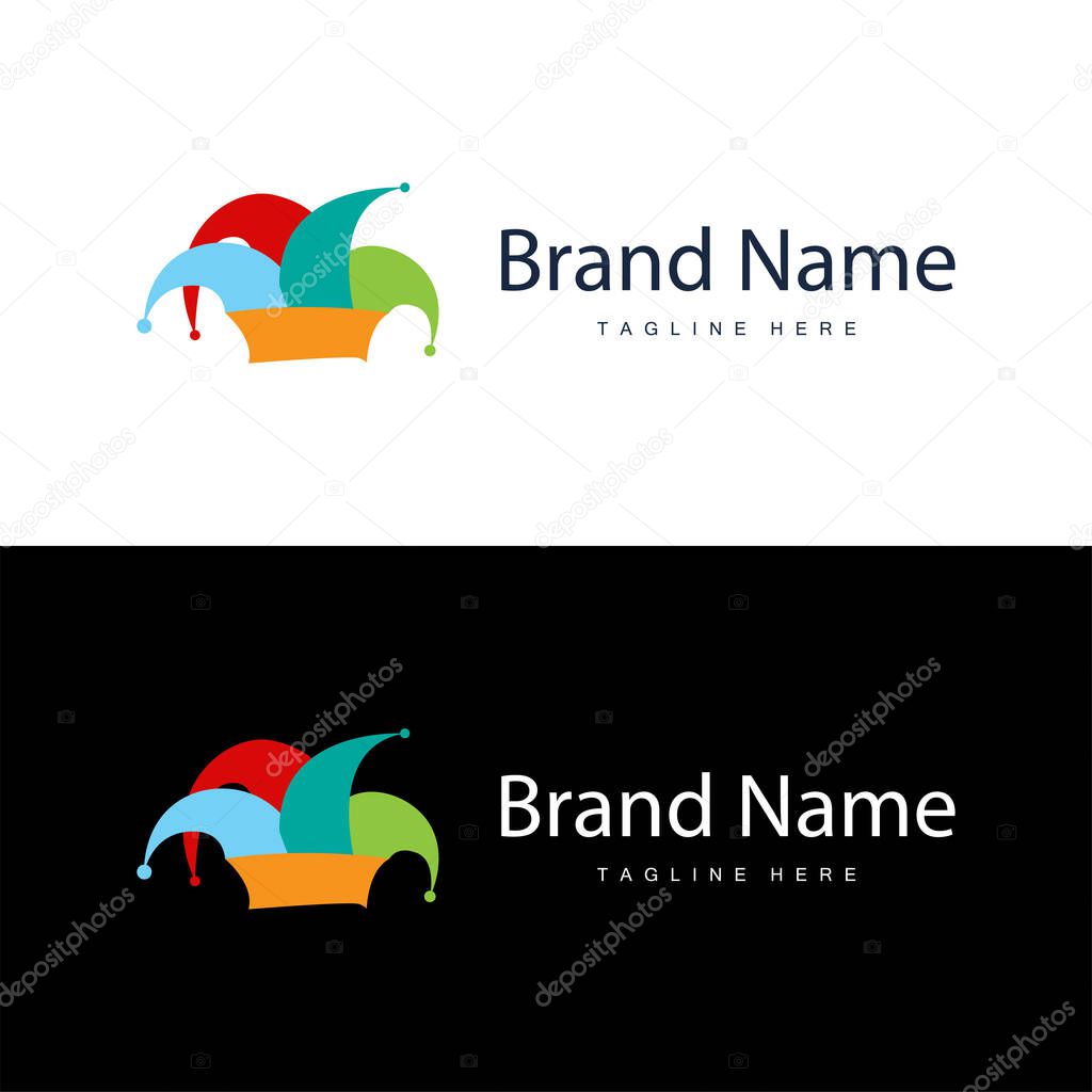 Simple colorful clown hat logo simple circus comedian equipment design template illustration