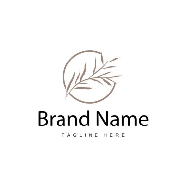 Botanik logo tasarımı bitki süsü bitki ikonu çiçek yaprağı çizgisi modeli