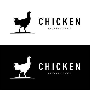 Tavuk logosu çiftlik hayvanları tavuk çiftliği tasarımı kızarmış tavuk restoranı.