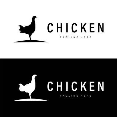 Tavuk logosu çiftlik hayvanları tavuk çiftliği tasarımı kızarmış tavuk restoranı.