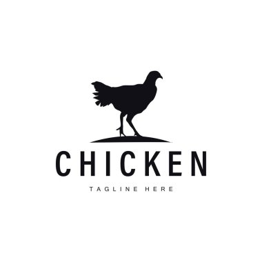 Tavuk logosu çiftlik hayvanları tavuk çiftliği tasarımı kızarmış tavuk restoranı.