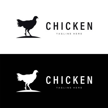 Tavuk logosu çiftlik hayvanları tavuk çiftliği tasarımı kızarmış tavuk restoranı.