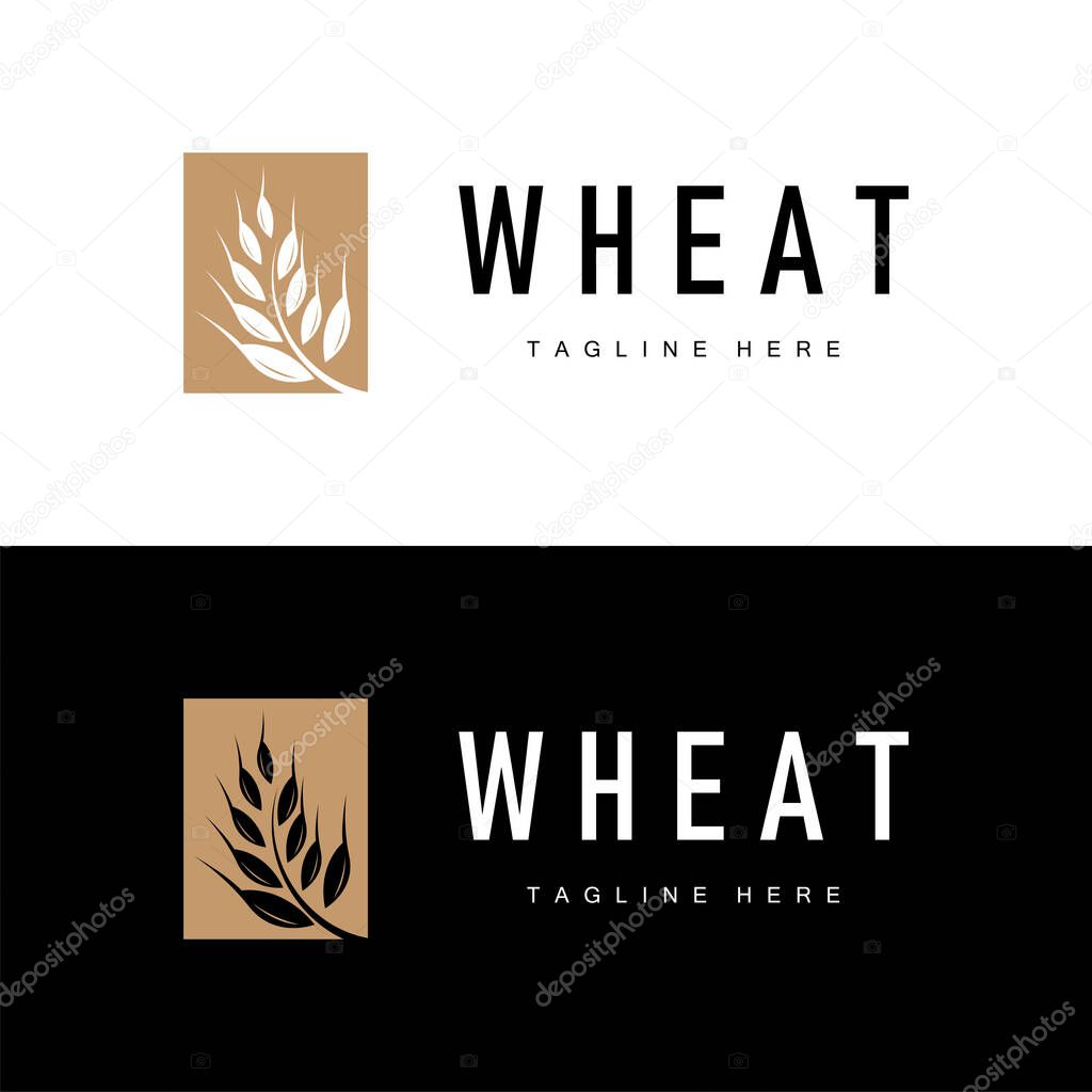 Rice Logo, Farm Wheat Logo Design, Vector Symbol Icon Graphic Illustration