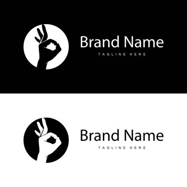 Basit el ve parmak vektör tasarımı minimalist siyah siluet ürün marka el logosu şablonu