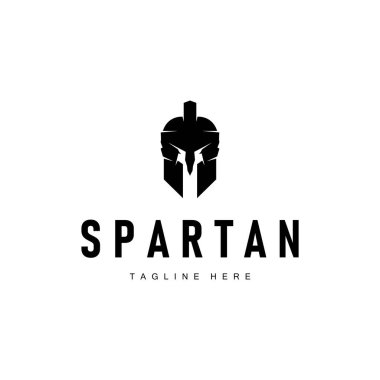 Sparta logosu, barbar savaşçı rozeti tasarımı basit siluet Sparta savaş miğferi vektörü.