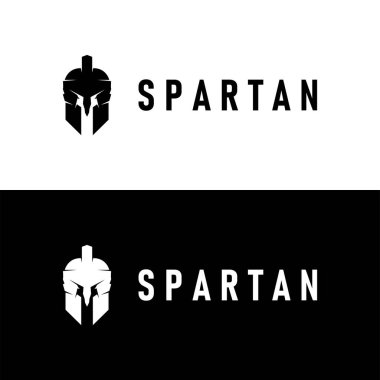 Sparta logosu, barbar savaşçı rozeti tasarımı basit siluet Sparta savaş miğferi vektörü.