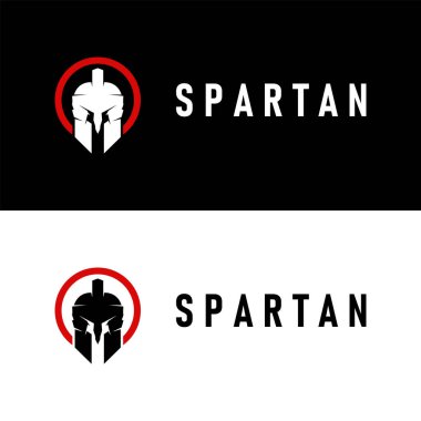 Sparta logosu, barbar savaşçı rozeti tasarımı basit siluet Sparta savaş miğferi vektörü.
