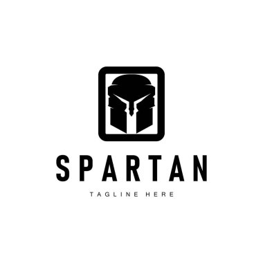 Sparta logosu, barbar savaşçı rozeti tasarımı basit siluet Sparta savaş miğferi vektörü.