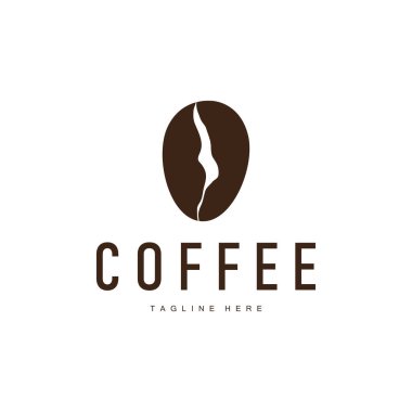 Kahve çekirdeği logosu tasarımı, basit konsept kahve çizimi şablonu.