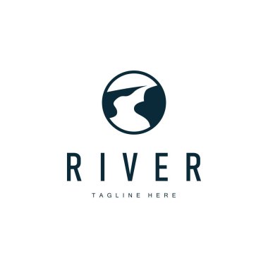 River Logo Vector Nehri Dağ Tasarımı Tarım Sembolü İllüstrasyonu